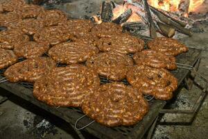 barbecue, saucisse et vache côtes, traditionnel argentin cuisine, patagonie, Argentine. photo