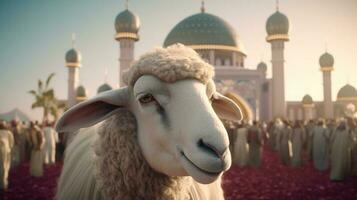 ai génératif mouton sur eid Al adha Festival photo