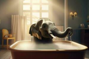l'éléphant baignoire. produire ai photo