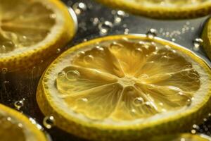 citron tranches l'eau liquide. produire ai photo