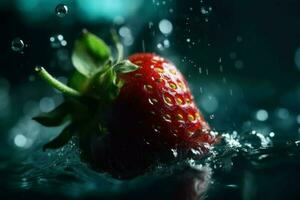 des fraises l'eau flottant frais. produire ai photo