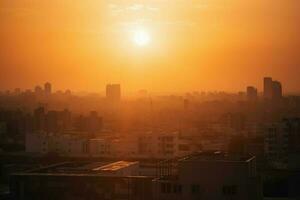 été ville le coucher du soleil. produire ai photo