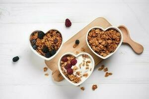 cœur granola planche. produire ai photo