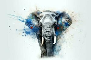 aquarelle l'éléphant éclaboussure animal. produire ai photo