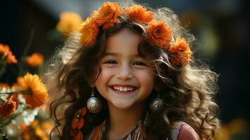 Indien mignonne fille enfant souriant photo