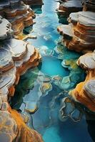 étonnant sous-marin aérien vue de eau salée piscine, magnifique Profond riches couleurs. ai génératif photo