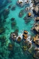 étonnant sous-marin aérien vue de eau salée piscine, magnifique Profond riches couleurs. ai génératif photo