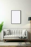 Vide image Cadre maquette sur blanc mur moderne minimaliste vivant pièce photo
