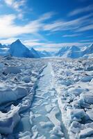 le tout longueur de le la glace couler. ai génératif photo