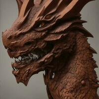 sculpté en bois dragon diriger, côté vue photo