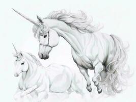 Licorne illustration sur blanc Contexte photo