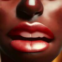 femme lèvres, proche en haut, lèvres et les dents agréable illustration photo