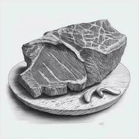 t OS steak noir et blanc couleur, blanc Contexte illustration photo