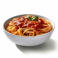 spaghetti dans tomate sauce isolé sur blanc Contexte ai généré photo