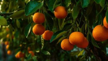 des oranges sur arbre ai généré photo