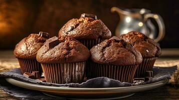 Chocolat muffin ai généré photo