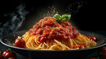 spaghetti dans tomate sauce ai généré photo