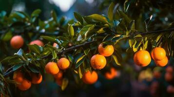 des oranges sur arbre ai généré photo