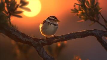 oiseau perché sur une arbre branche ai généré photo