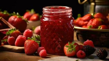 fraise confiture ai généré photo