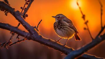 oiseau perché sur une arbre branche ai généré photo