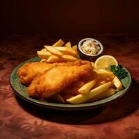 poisson et frites ai généré photo