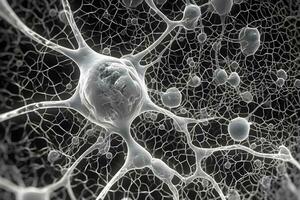 neural réseau . neurone cellules de Humain nerveux système . établi par génératif ai . photo