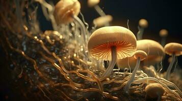 champignon avec lumière faisceau . établi par génératif ai . photo