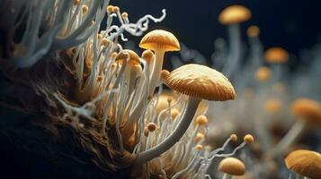 champignon avec lumière faisceau . établi par génératif ai . photo