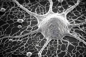 neural réseau . neurone cellules de Humain nerveux système . établi par génératif ai . photo