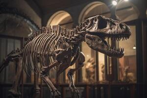 tyrannosaure Rex squelette dans musée . établi par génératif ai . photo