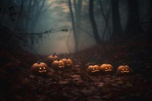 Halloween Contexte avec citrouille établi en utilisant génératif ai photo