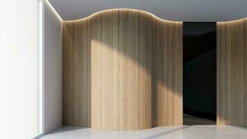 moderne vide pièce avec verticale en bois lattes. 3d illustration rendre photo