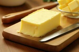 beurre dans le cuisine table nourriture la photographie ai généré photo
