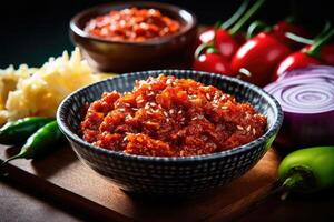 Stock photo de sambal nourriture la photographie ai généré