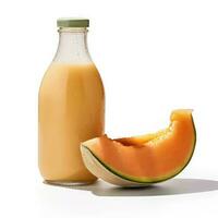 melon smoothie secouer dans une bouteille isolé sur blanc Contexte photo