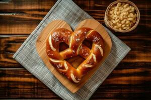 Stock photo de bretzel dans cuisine table plat allonger ai généré