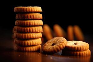 Stock photo de biscuit rouleaux nourriture la photographie studio ai généré