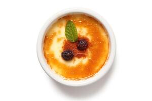 crème brulée plat allonger nourriture la photographie ai généré photo