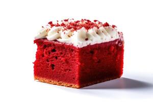 Stock photo de rouge velours gâteau nourriture la photographie isolé blanc Contexte ai généré