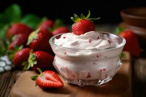 fraise yaourt nourriture la photographie ai généré photo