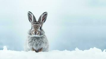 raquettes lièvre sur neige Contexte avec vide espace pour texte photo