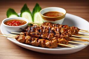 Stock photo de satay nourriture nourriture la photographie studio lumière ai généré