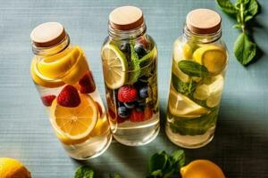 Stock photo de infusé l'eau sur le cuisine table plat allonger ai généré