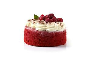 Stock photo de rouge velours gâteau nourriture la photographie isolé blanc Contexte ai généré