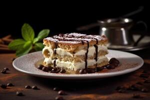 Stock photo de tiramisu nourriture la photographie studio lumière ai généré