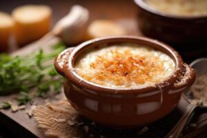 oignon soupe crème nourriture la photographie ai généré photo