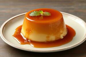 Stock photo de français crème caramel nourriture la photographie ai généré