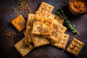 Stock photo de biscuit salé nourriture la photographie ai généré