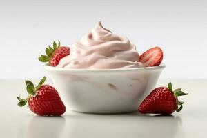 fraise yaourt nourriture la photographie ai généré photo